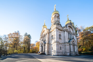 Fototapeta na wymiar Russian orthodox chapel Wiesbaden, Germany