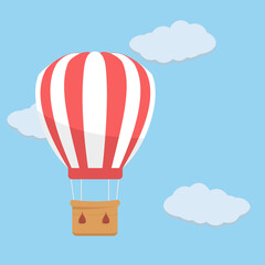 A balloon among the clouds for travel, romantic dates with a wicker basket and bags of sand to reduce