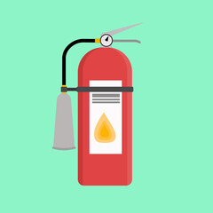 Red fire extinguisher with directional foam for extinguishing fires