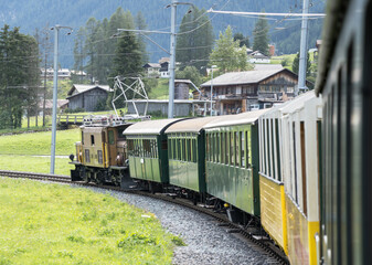 Naklejka premium Historic steam train in Davos, Switzerland