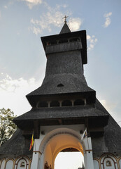 Barsana Monastery, Maramures, Romania, Europe, spring 2018. Entrance building to Barsana monastery. The Barsana Monastery is one of the main points of interest in the Maramures area.