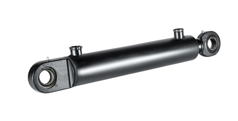 Black hydraulic cylinder pump on white background isolated