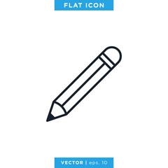Obraz premium Pencil Icon Vector Logo Design Template