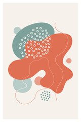 Greeting card with various geometric shapes, lines, dots