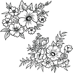 Hand drawn flowers vector set