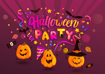 Halloween party greeting banner for kids.