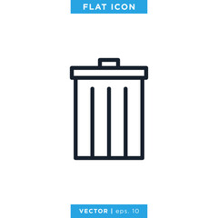 Trash Can Icon Vector Logo Design Template.