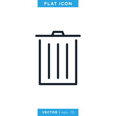 Trash Can Icon Vector Logo Design Template.