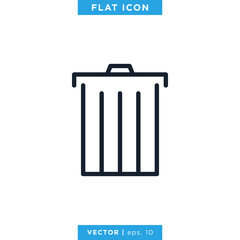 Trash Can Icon Vector Logo Design Template.