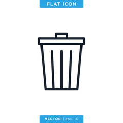 Trash Can Icon Vector Logo Design Template.