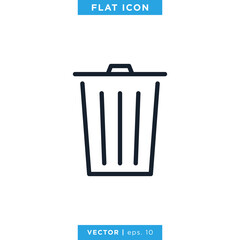Trash Can Icon Vector Logo Design Template.
