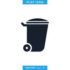 Trash Can Icon Vector Logo Design Template.