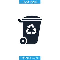 Trash Can Icon Vector Logo Design Template.
