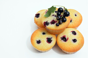 Summer baking - delicious homemade muffins with black currant
