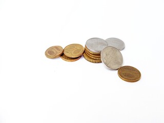 Belarusian coins on a white background. Salary.