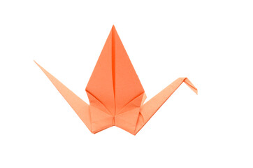 Naklejka premium Orange origami bird isolated white