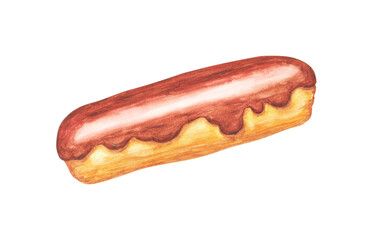 Watercolor illustration, cake on a white background, element for menu or card design