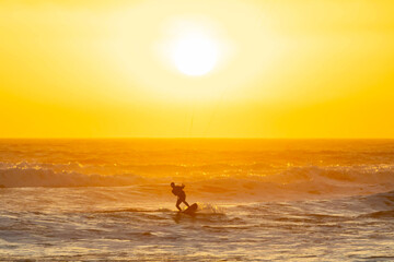 Sunset wind surfer at Scott Creek