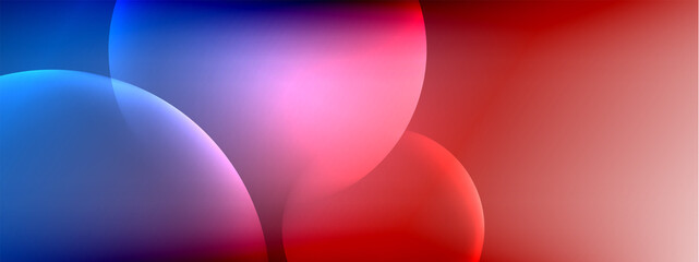 Vector abstract background liquid bubble circles on fluid gradient with shadows and light effects. Shiny design templates for text