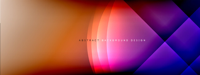 Vector abstract background - circle and cross on fluid gradient with shadows and light effects. Techno or business shiny design templates for text