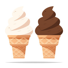 Vanilla and chocolate ice cream vector isolated illustration