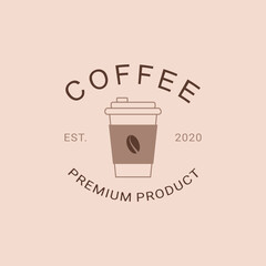 Logo template for a coffee shop or cafe. Emblems, badges, stickers. Elements of design.