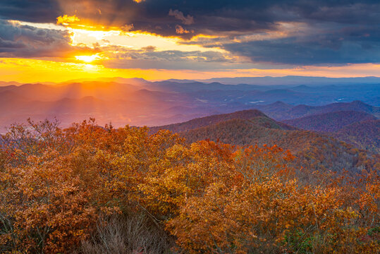 Blue Ridge Mountains at Sunset in North Georgia - Powered by Adobe