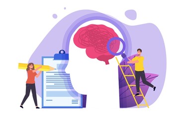 Psychological counseling assistance service concept. Vector illustration