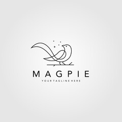 line art magpie bird logo vector symbol illustration design