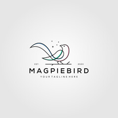 line art magpie bird logo vector symbol illustration design