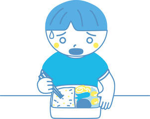 お弁当を食べる男の子-苦手