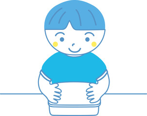 お弁当を食べる男の子	