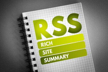 RSS - Rich Site Summary acronym, internet concept background