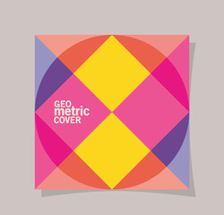 geometric vintage cover and multicolored frame design, shape and figure theme Vector illustration