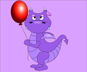 dragon with a ball congratulates on his birthday