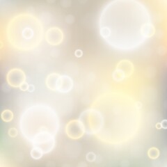 Silver bokeh background. Christmas glowing silver and golden lights with sparkles. Holiday decorative effect.