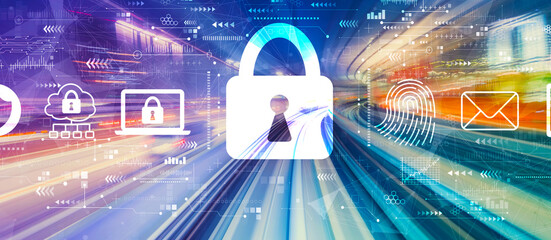 Internet network security concept with abstract high speed technology POV motion blur