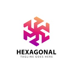 Abstract Hexagonal Spinning Logos Design Vector Illustration Template Stock Premium