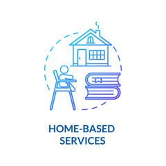 Fototapeta premium Daycare homebased services concept icon. Children development. Preschool teacher. Home babysitter and educator idea thin line illustration. Vector isolated outline RGB color drawing