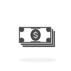 Cash Dollar Money - Black Silhouette Vector Icon Illustration Sign Symbol