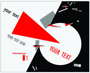 Editable poster in the suprematism (El Lissitzky) contemporary art style template. Flat disign. 