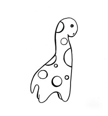 Dinosaur, drawing with a liner for t-shirt design.