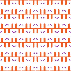 Vector seamless pattern texture background with geometric shapes, colored in orange, violet, white colors.