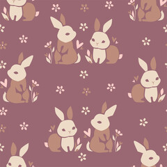 Hand Drawn Rabbit. Beautiful Decorative Bunny, Element for design. Contemporary abstract design print textile. Vector.