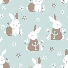 Hand Drawn Rabbit. Beautiful Decorative Bunny, Element for design. Contemporary abstract design print textile. Vector.