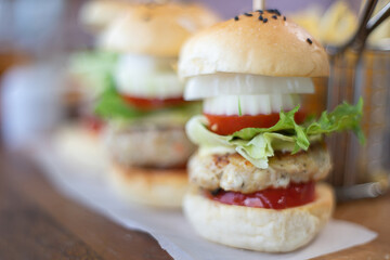 hamburger on the table