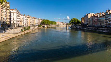 Fototapeta na wymiar The cityscape in Lyon In France