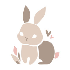 Hand Drawn Rabbit. Beautiful Decorative Bunny, Element for design. Contemporary abstract poster design. Vector.