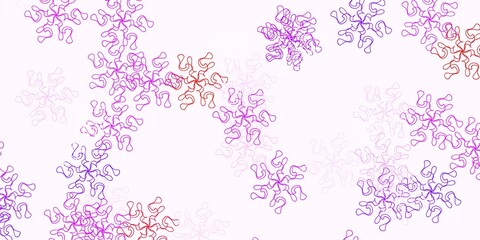 Light blue, red vector doodle background with flowers.