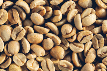 White coffee beans, close up background